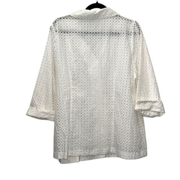 Dressbarn Woman White Polka Dot Blouse 14/16 Cotton & Polyester - Picture 8 of 10